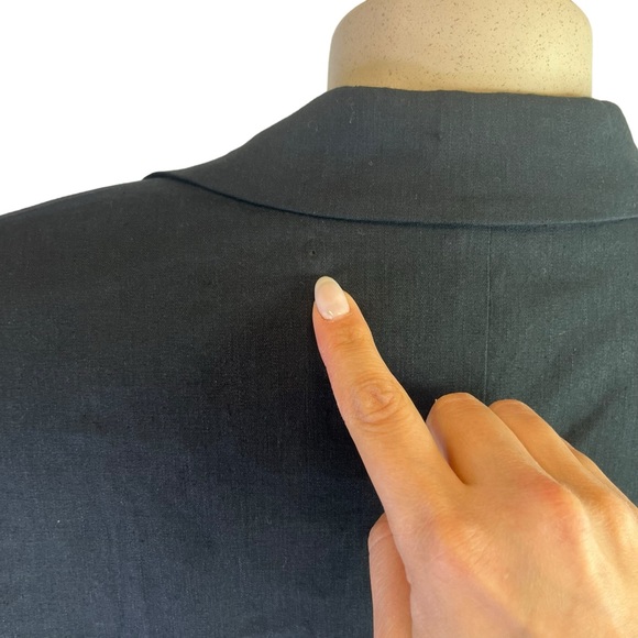 $800 NWT* Derek Lam 10 Crosby Black Harrison Belted Blazer Mid-Length Linen 6 - Picture 8 of 12